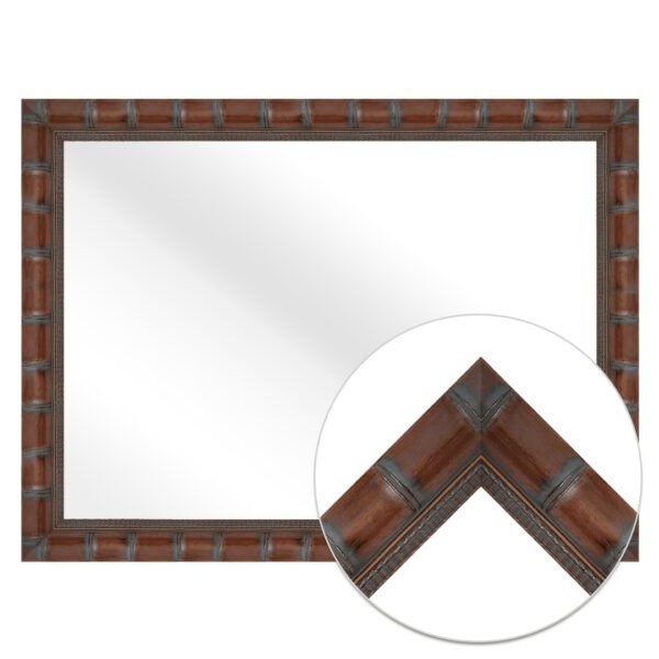 Dawning Rectangular Wall Mirror Rich Brown Finish Bamboo Style – Vertical & Horizontal Mount – Made in USA - Image 3