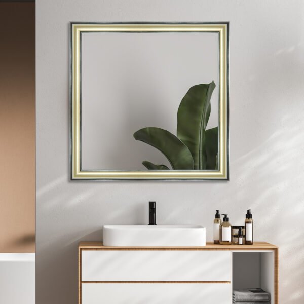 Luzora Rectangular Wall Mirror Silver Finish Gold Style – Vertical & Horizontal Mount – Made in USA - Image 7