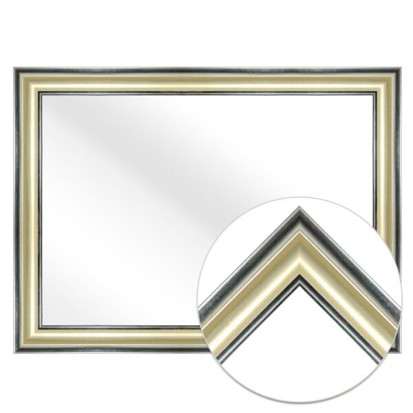 Luzora Rectangular Wall Mirror Silver Finish Gold Style – Vertical & Horizontal Mount – Made in USA - Image 3