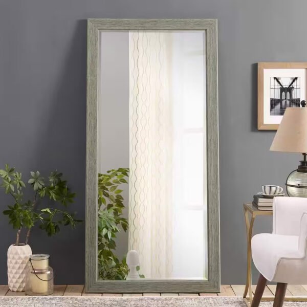 Venetian Rectangular Wall Mirror Gray Finish Modern Style – Vertical & Horizontal Mount – Made in USA - Image 4