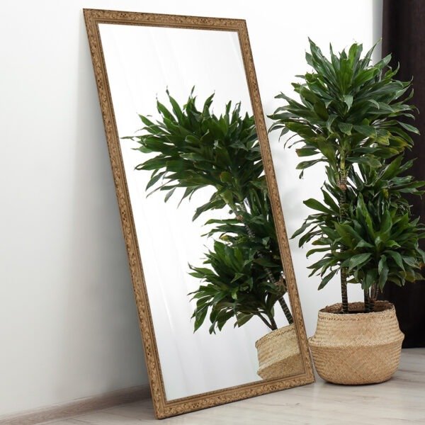 Arc Rectangular Wall Mirror Natural Wood Finish Classic Style – Vertical & Horizontal Mount – Made in USA - Image 7