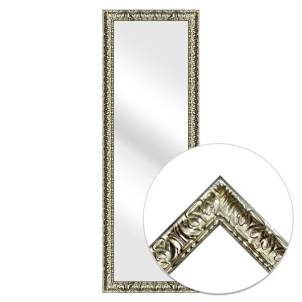 Sleek Rectangular Wall Mirror Silver Finish Ornate Style – Vertical & Horizontal Mount – Made in USA