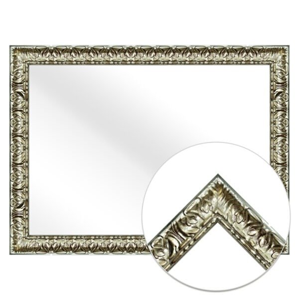 Sleek Rectangular Wall Mirror Silver Finish Ornate Style – Vertical & Horizontal Mount – Made in USA - Image 3