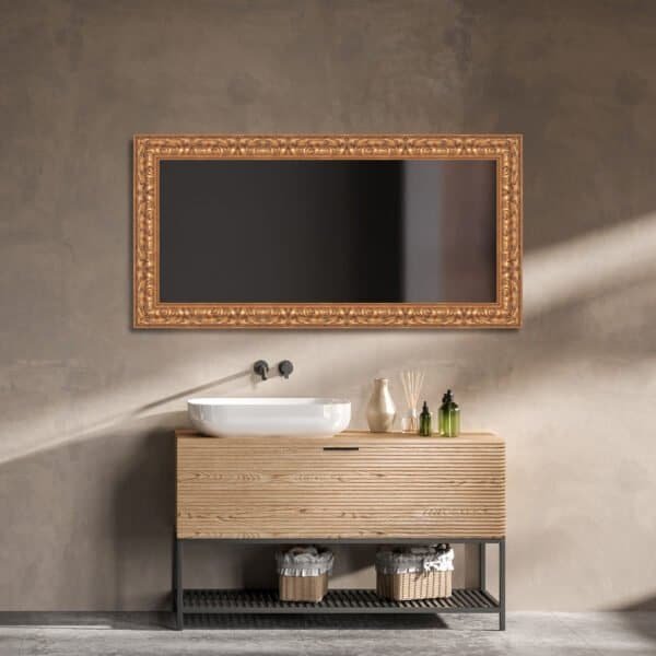 Yield Rectangular Wall Mirror Antique Gold Finish Ornate Style – Vertical & Horizontal Mount – Made in USA - Image 6