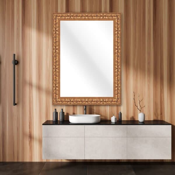 Yield Rectangular Wall Mirror Antique Gold Finish Ornate Style – Vertical & Horizontal Mount – Made in USA - Image 7