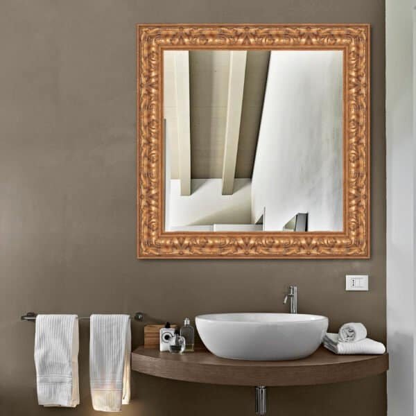 Yield Rectangular Wall Mirror Antique Gold Finish Ornate Style – Vertical & Horizontal Mount – Made in USA - Image 8