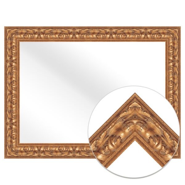 Yield Rectangular Wall Mirror Antique Gold Finish Ornate Style – Vertical & Horizontal Mount – Made in USA - Image 3