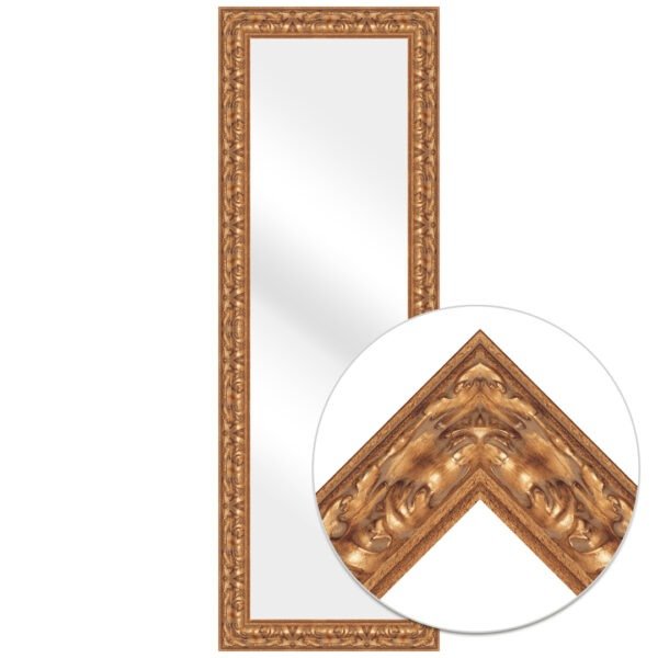 Yield Rectangular Wall Mirror Antique Gold Finish Ornate Style – Vertical & Horizontal Mount – Made in USA
