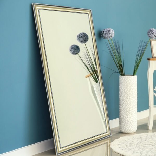 Luzora Rectangular Wall Mirror Silver Finish Gold Style – Vertical & Horizontal Mount – Made in USA - Image 4