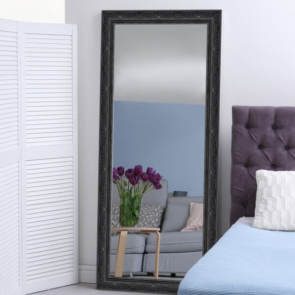 Modish Rectangular Wall Mirror Black Finish Contemporary Style – Vertical & Horizontal Mount – Made in USA - Image 8