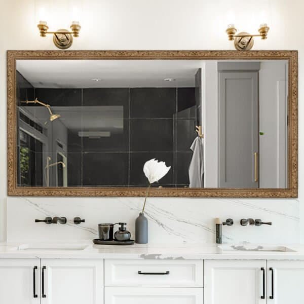 Arc Rectangular Wall Mirror Natural Wood Finish Classic Style – Vertical & Horizontal Mount – Made in USA - Image 8