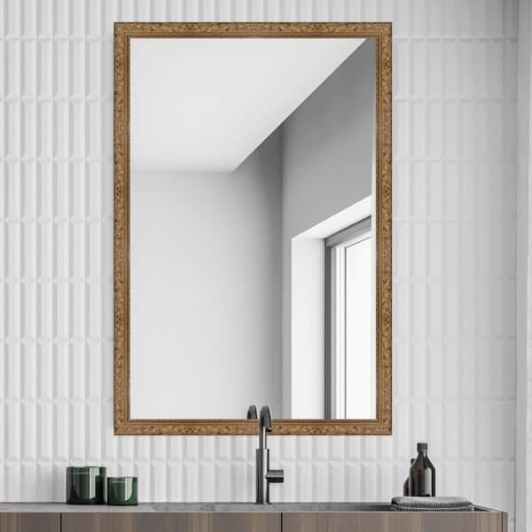 Arc Rectangular Wall Mirror Natural Wood Finish Classic Style – Vertical & Horizontal Mount – Made in USA - Image 5