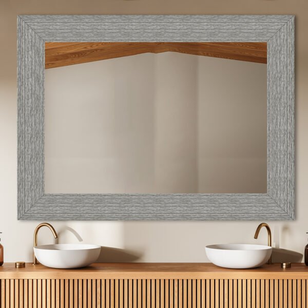 Ech Rectangular Wall Mirror Gray Finish Modern Style – Vertical & Horizontal Mount – Made in USA - Image 4