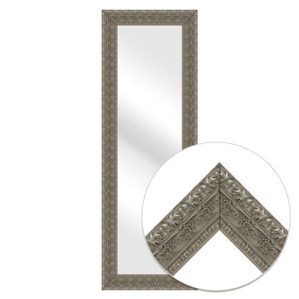 Lucentra Rectangular Wall Mirror Silver Finish Ornate Style – Vertical & Horizontal Mount – Made in USA