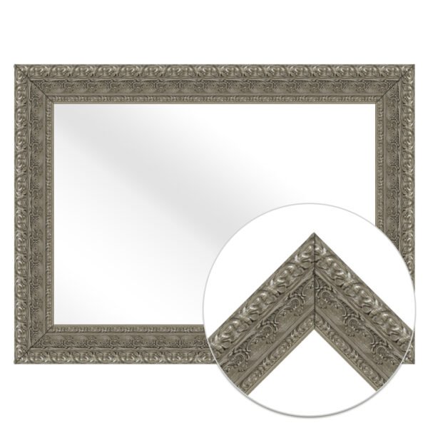 Lucentra Rectangular Wall Mirror Silver Finish Ornate Style – Vertical & Horizontal Mount – Made in USA - Image 3