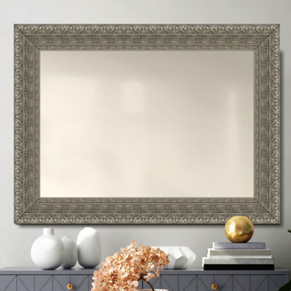Lucentra Rectangular Wall Mirror Silver Finish Ornate Style – Vertical & Horizontal Mount – Made in USA - Image 8