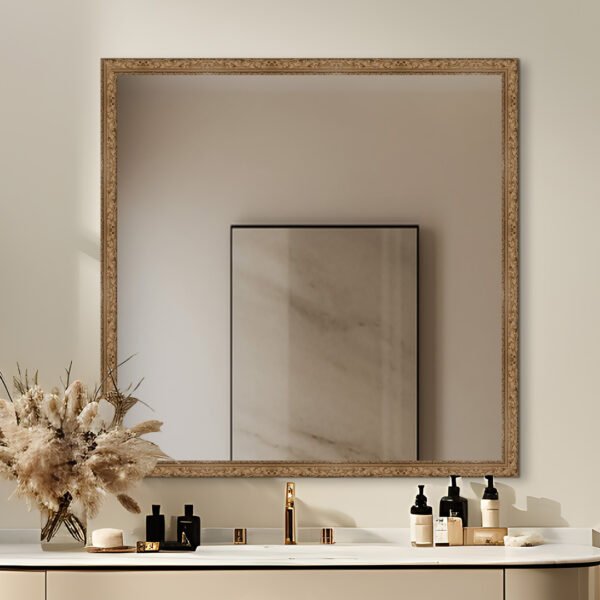 Arc Rectangular Wall Mirror Natural Wood Finish Classic Style – Vertical & Horizontal Mount – Made in USA - Image 6