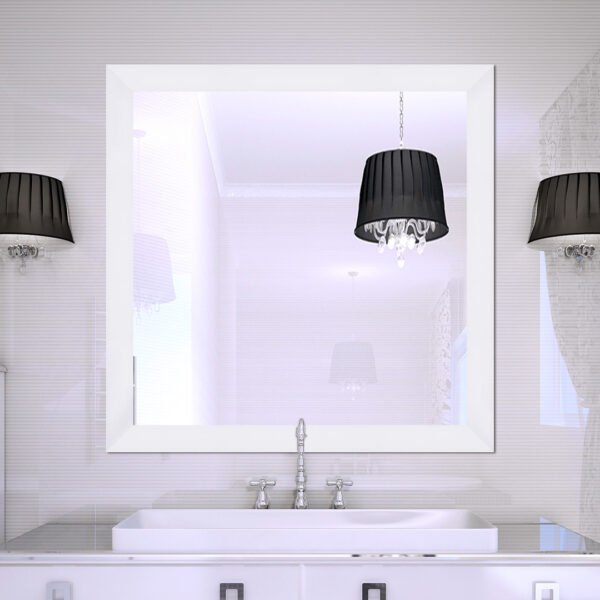 Vervoir Rectangular Wall Mirror White Finish Modern Style – Vertical & Horizontal Mount – Made in USA - Image 7