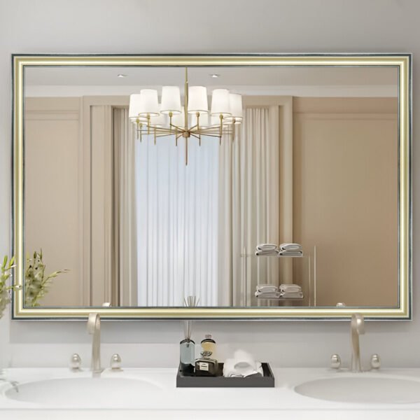 Luzora Rectangular Wall Mirror Silver Finish Gold Style – Vertical & Horizontal Mount – Made in USA - Image 5